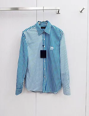 LOUIS VUITTON Мужская рубашка голубая в полоску