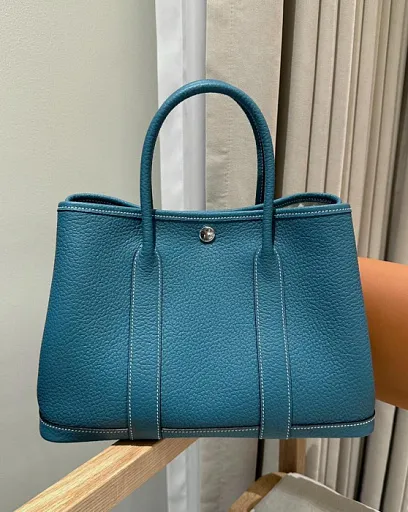HERMES Женская сумка Garden party 30 см 75/Bleu Jean Clemence