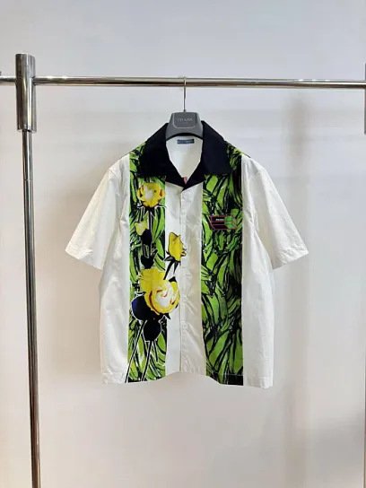 PRADA Мужская рубашка с цветочным принтом