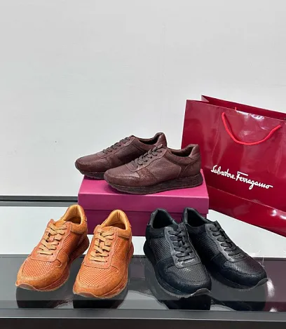 SALVATORE FERRAGAMO Мужские кроссовки конская кожа