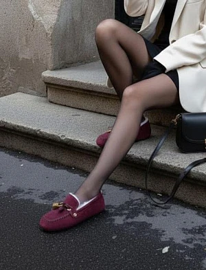 LOUIS VUITTON Женские мокасины из замши и овчины 