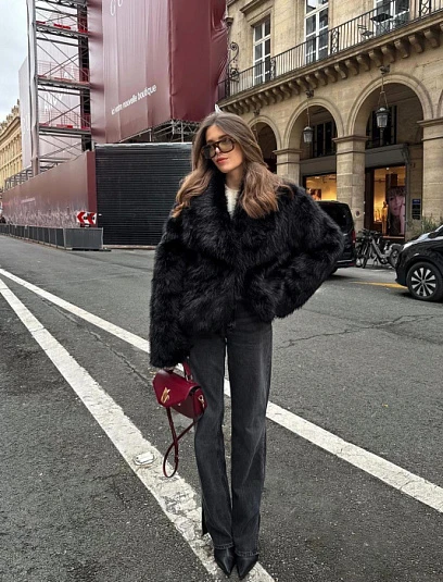 SAINT LAURENT Женская шуба из меха лисы