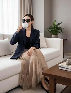 BRUNELLO CUCINELLI Женская юбка шерсть и нейлон в кофейном оттенке