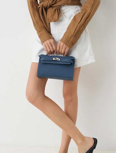 HERMES Женская сумка Kelly Pochette 22 см 7W/Blue izmir Swift