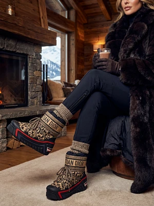 CHRISTIAN DIOR Женские ботинки луноходы леопардовые