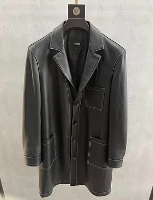 FENDI Мужской кожаный плащ