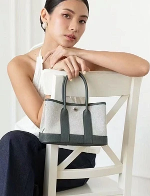 HERMES Женская сумка Garden party 23 см 66/Ecru Canvas/Negonda серая