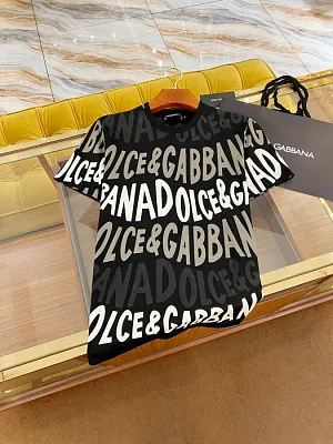 DOLCE & GABBANA Мужская футболка хлопок с фирменным принтом