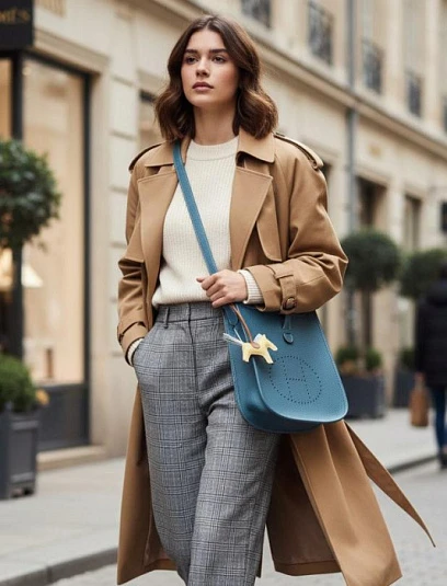 HERMES Женская сумка Evelyne 29 см 75/Blue Jean Clemence