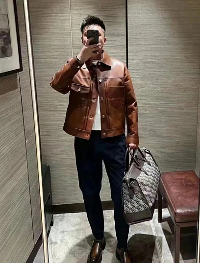 BERLUTI Мужская кожаная куртка из телячьей кожи 