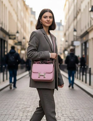 HERMES Женская сумка Constance 19 см 3Q/Rose sakura Epsom