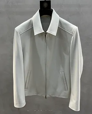 PRADA Мужская кожаная куртка минималистичная с воротником