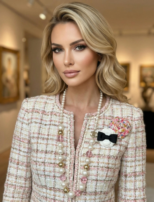 CHANEL Женское длинное колье с жемчужными элементами