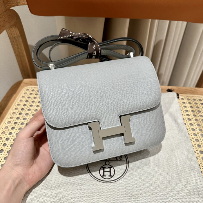 Hermes Женская сумка Constance 19 см 8U/BlueGLacier Epsom
