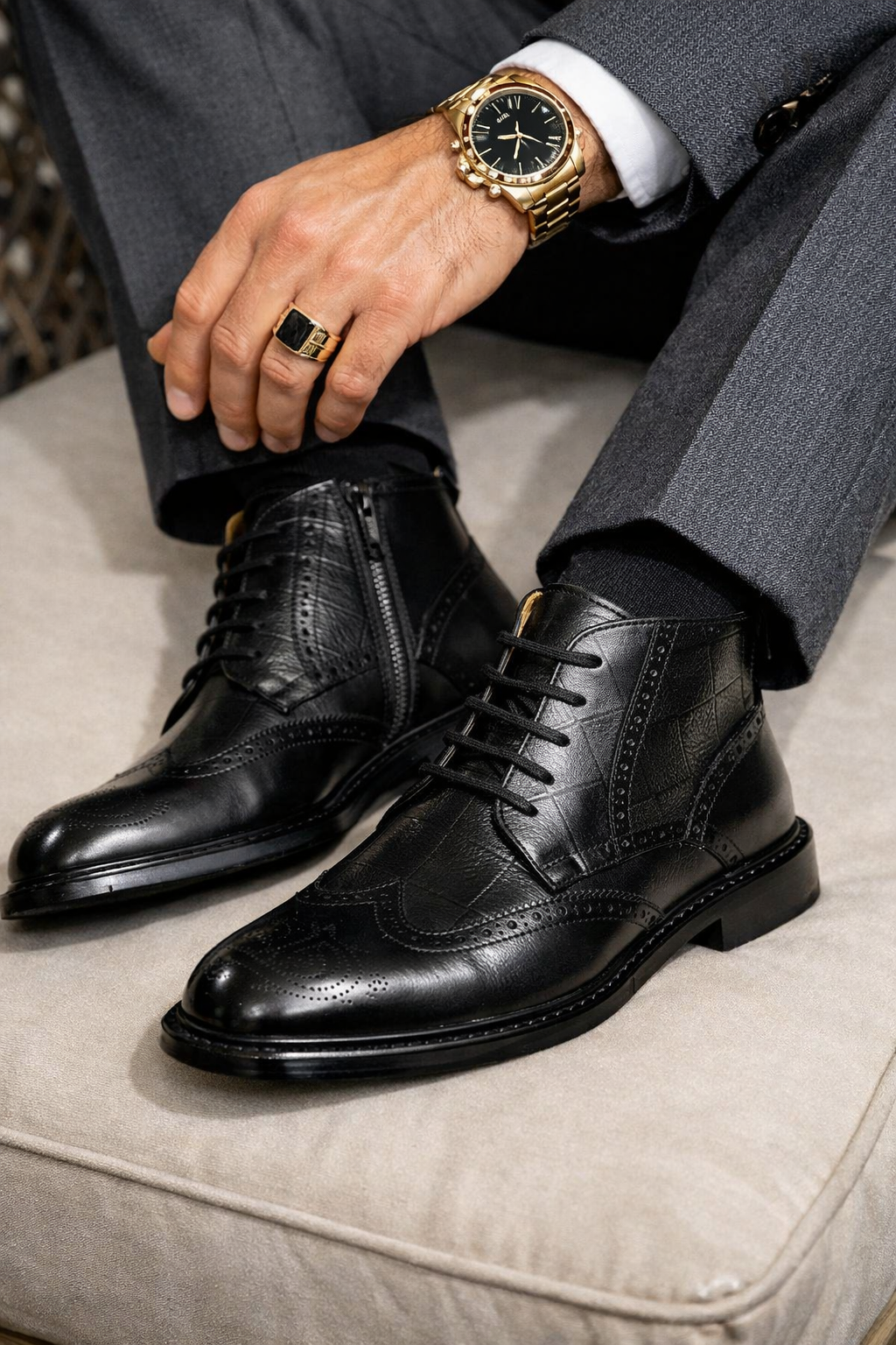 CHRISTIAN DIOR Мужские ботинки из телячьей кожи