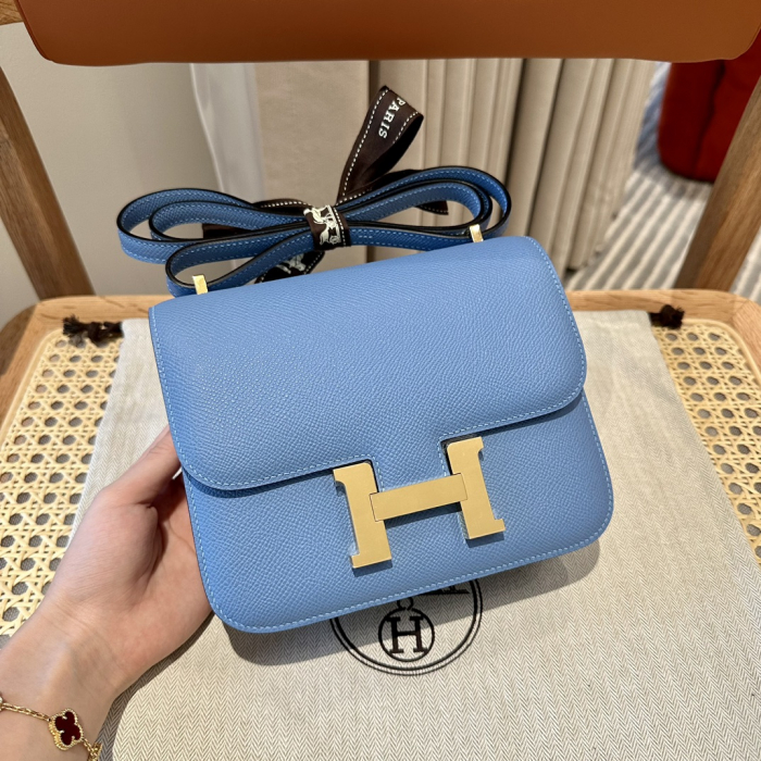 Hermes Женская сумка Constance 19 см 2T/Bleu Paradis Epsom