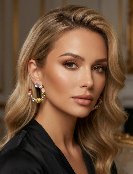 CHANEL Женские серьги-кольца с кристаллами и жемчугом