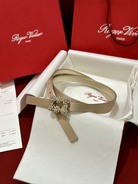 ROGER VIVIER Женский ремень с пряжкой Flower Strass из атласа