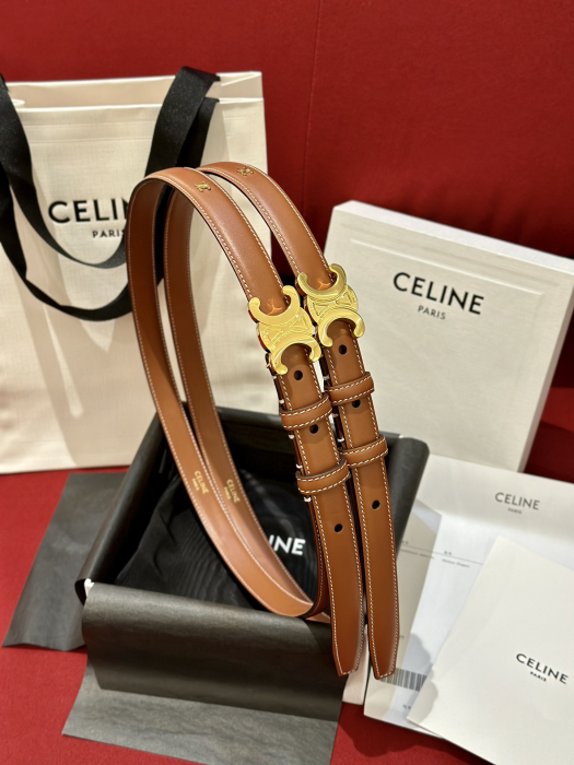 CELINE Женский узкий кожаный ремень Triomphe