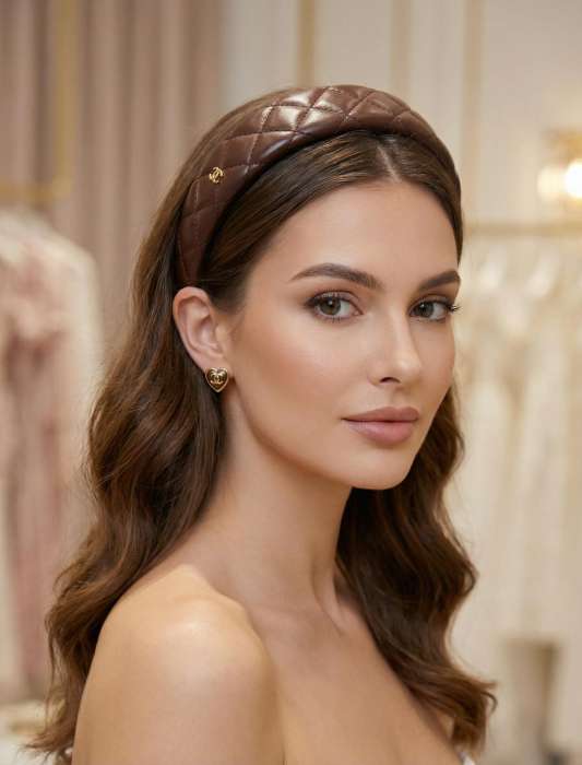 CHANEL Ободок из кожи с логотипом CC