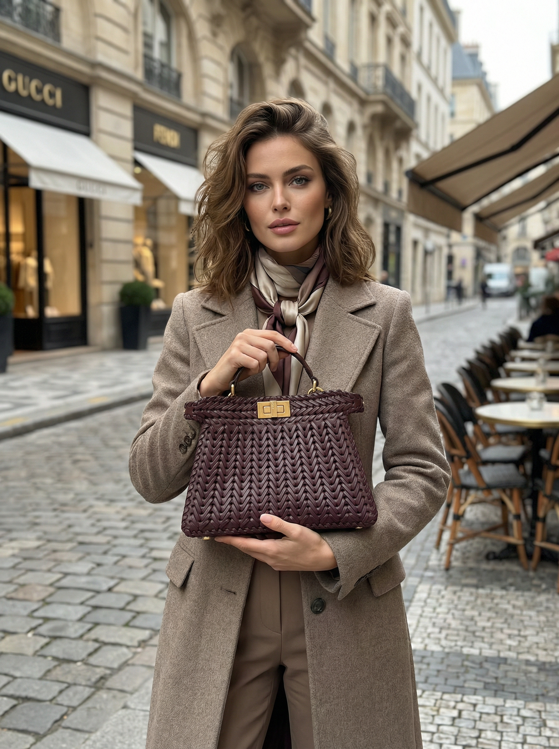 FENDI Женская сумка Peekaboo ISeeU из плетёной кожи FENDI Женская сумка Peekaboo ISeeU из плетёной кожи