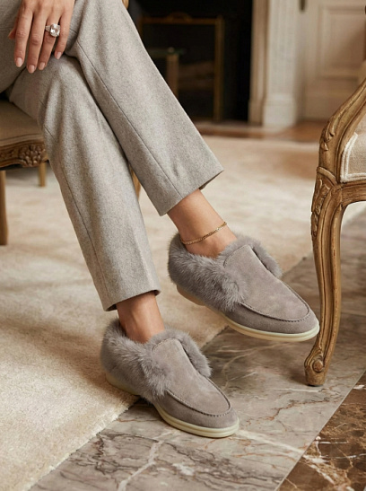 LORO PIANA Женские лоферы Open Walk с мехом норки