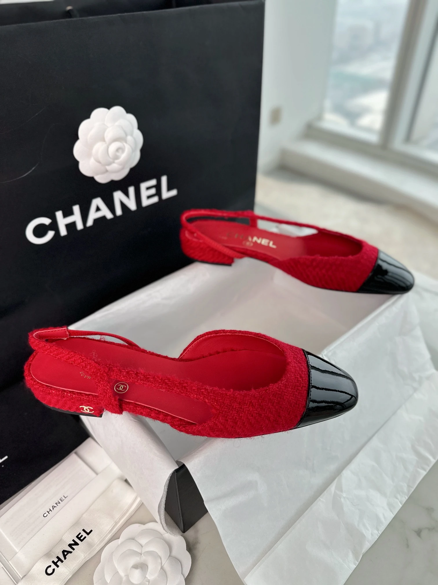 CHANEL Женские туфли слингбэки из твида