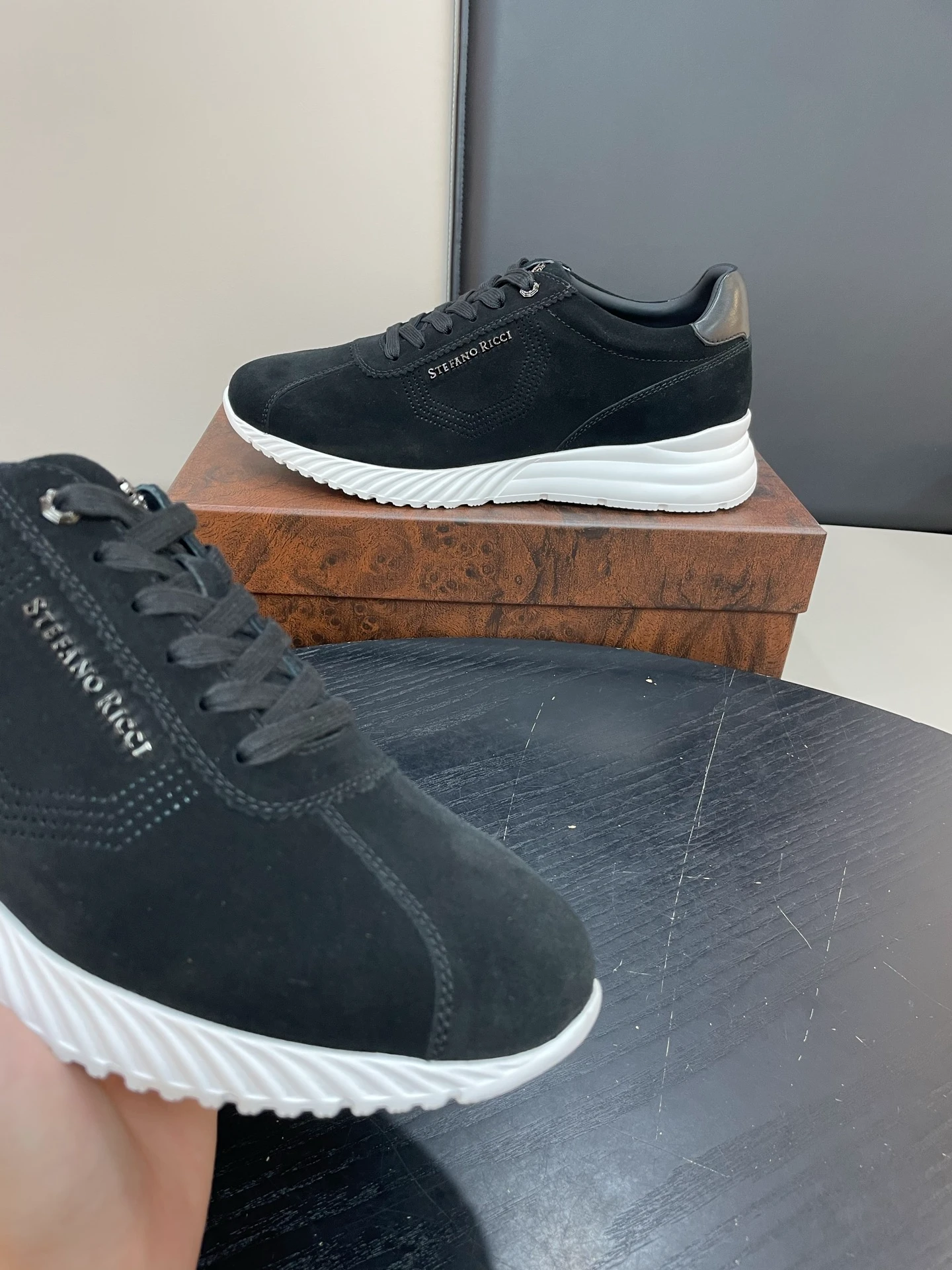 STEFANO RICCI Мужские кроссовки из бархатистой замши