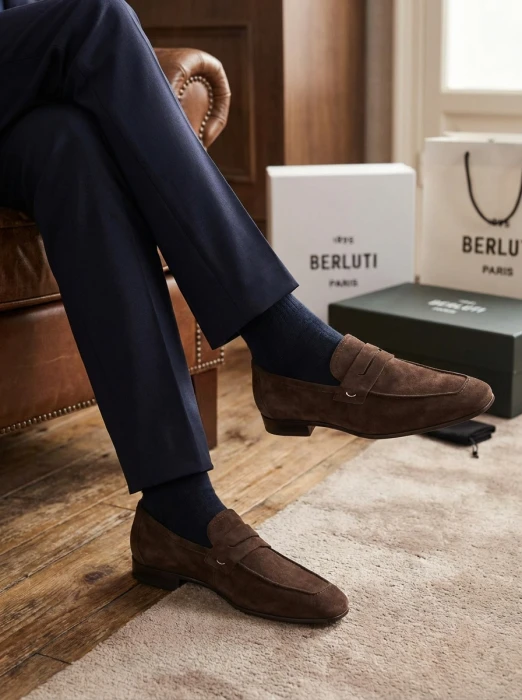 BERLUTI Мужские лоферы из бархатистой замши