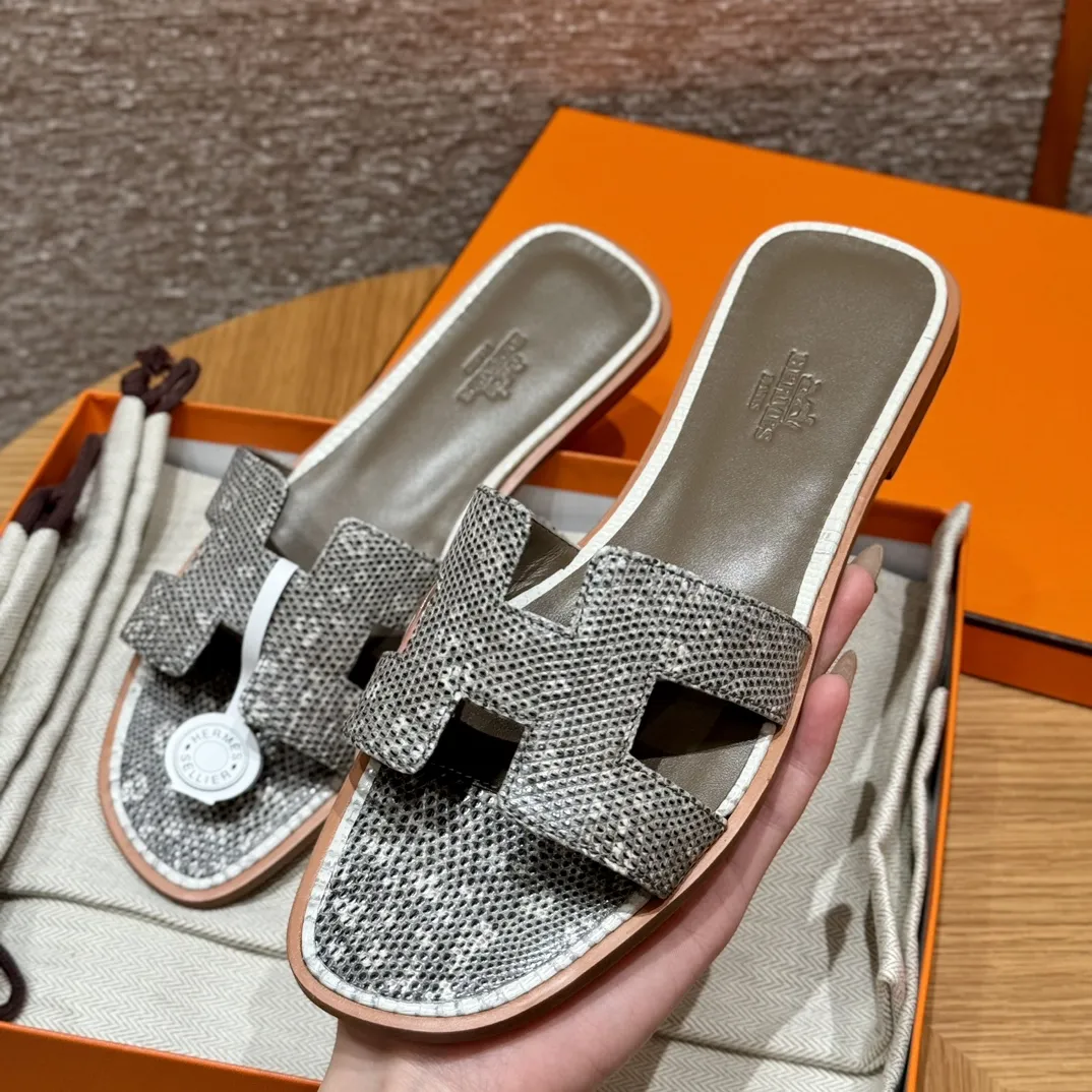 HERMES Женские сандалии Oran кожа ящерицы 