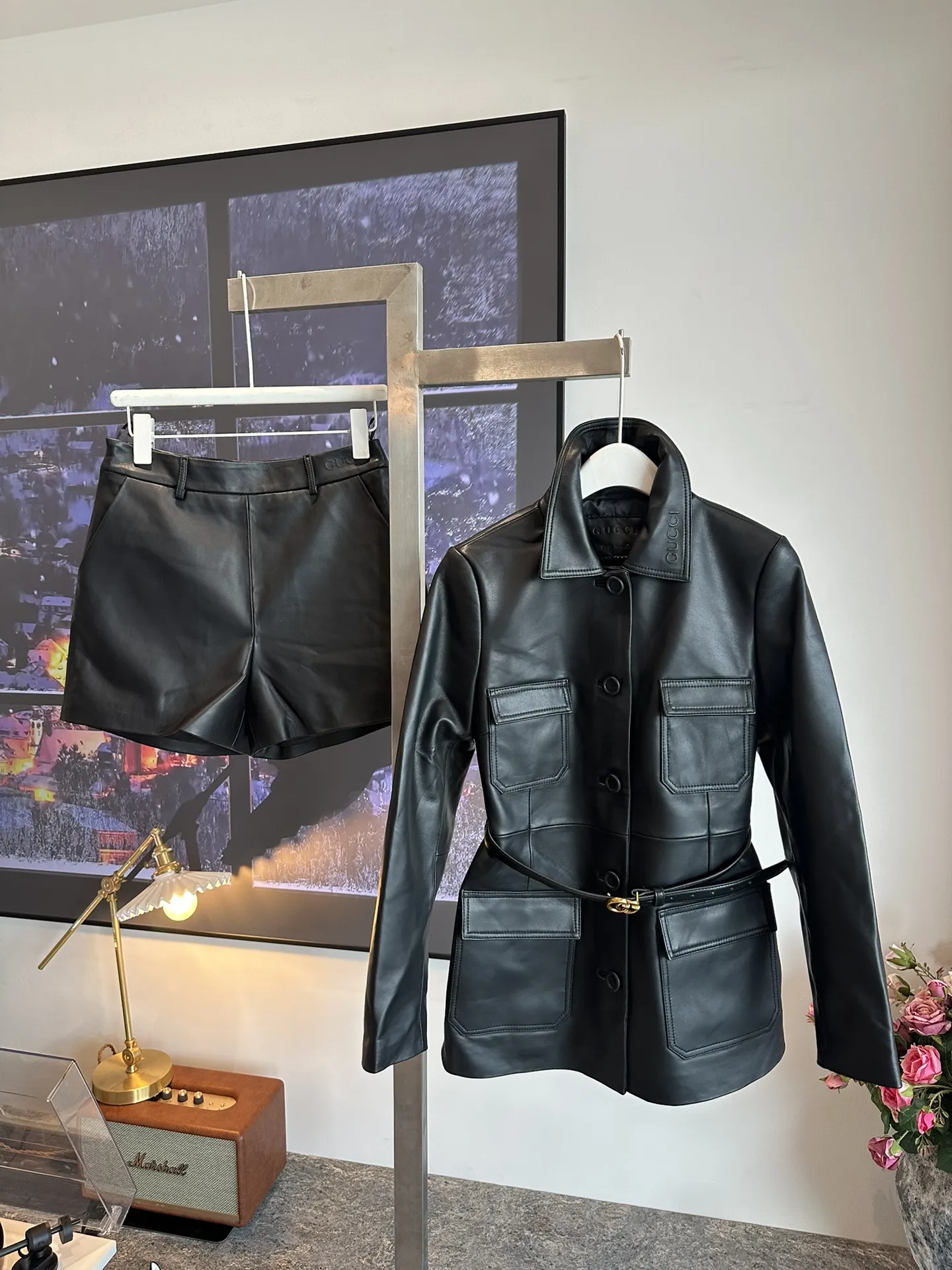 GUCCI Женский кожаный костюм