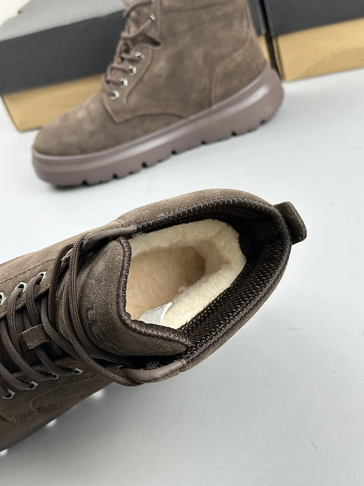 UGG Мужские ботинки коричневые с шерстяной стелькой