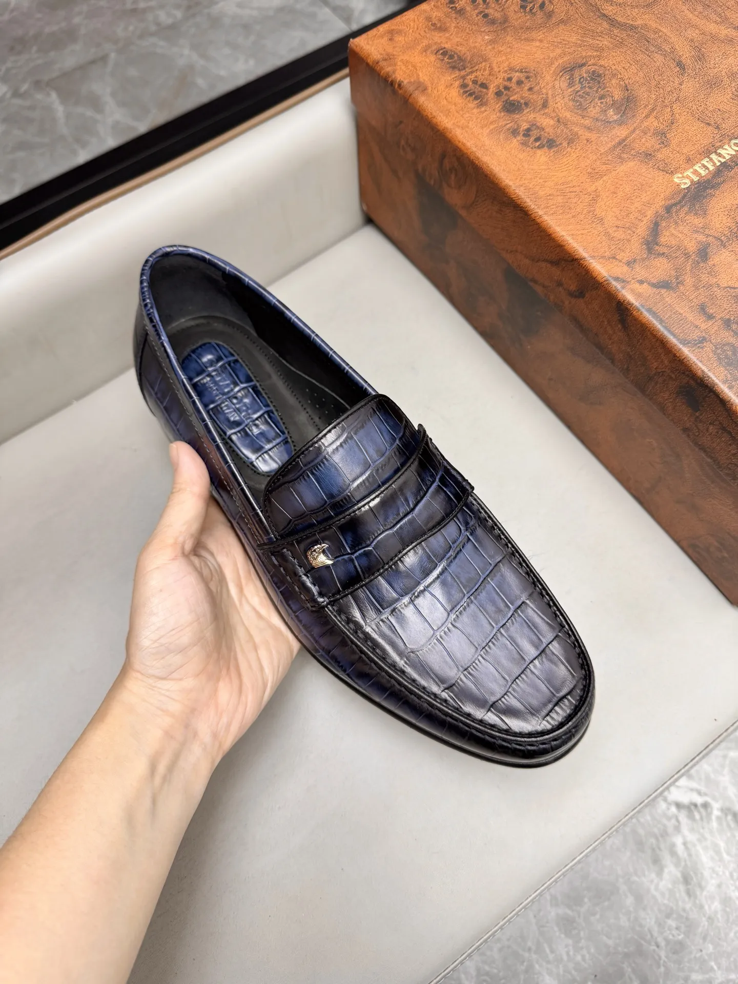 STEFANO RICCI Мужские лоферы из коровьей кожи коричневые