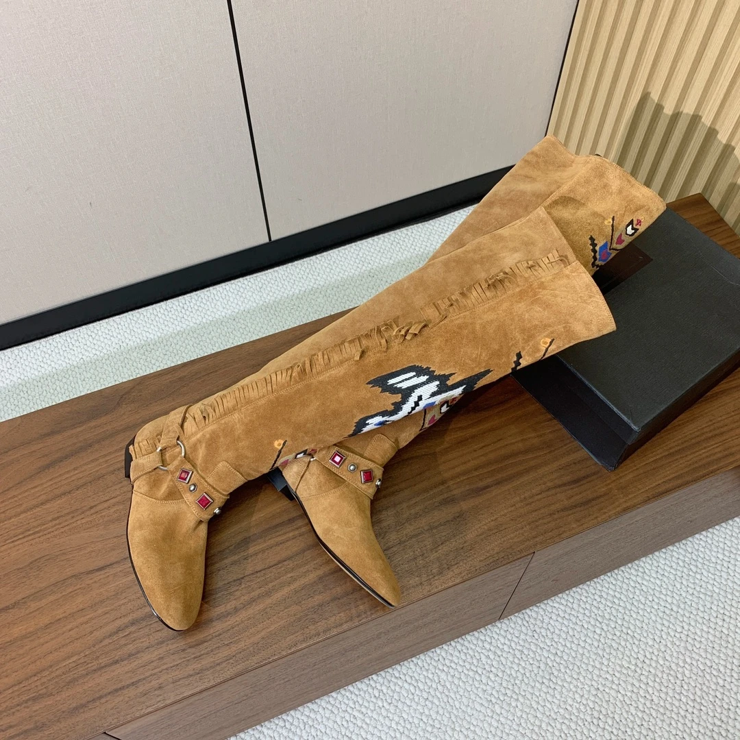 ISABEL MARANT Женские замшевые сапоги с вышивкой