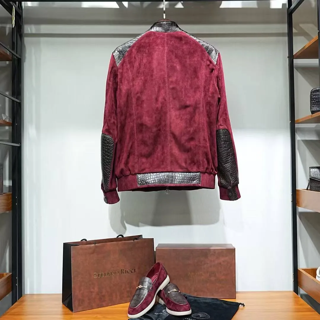 STEFANO RICCI Мужская куртка замша и кожа крокодила STEFANO RICCI Мужская куртка замша и кожа крокодила