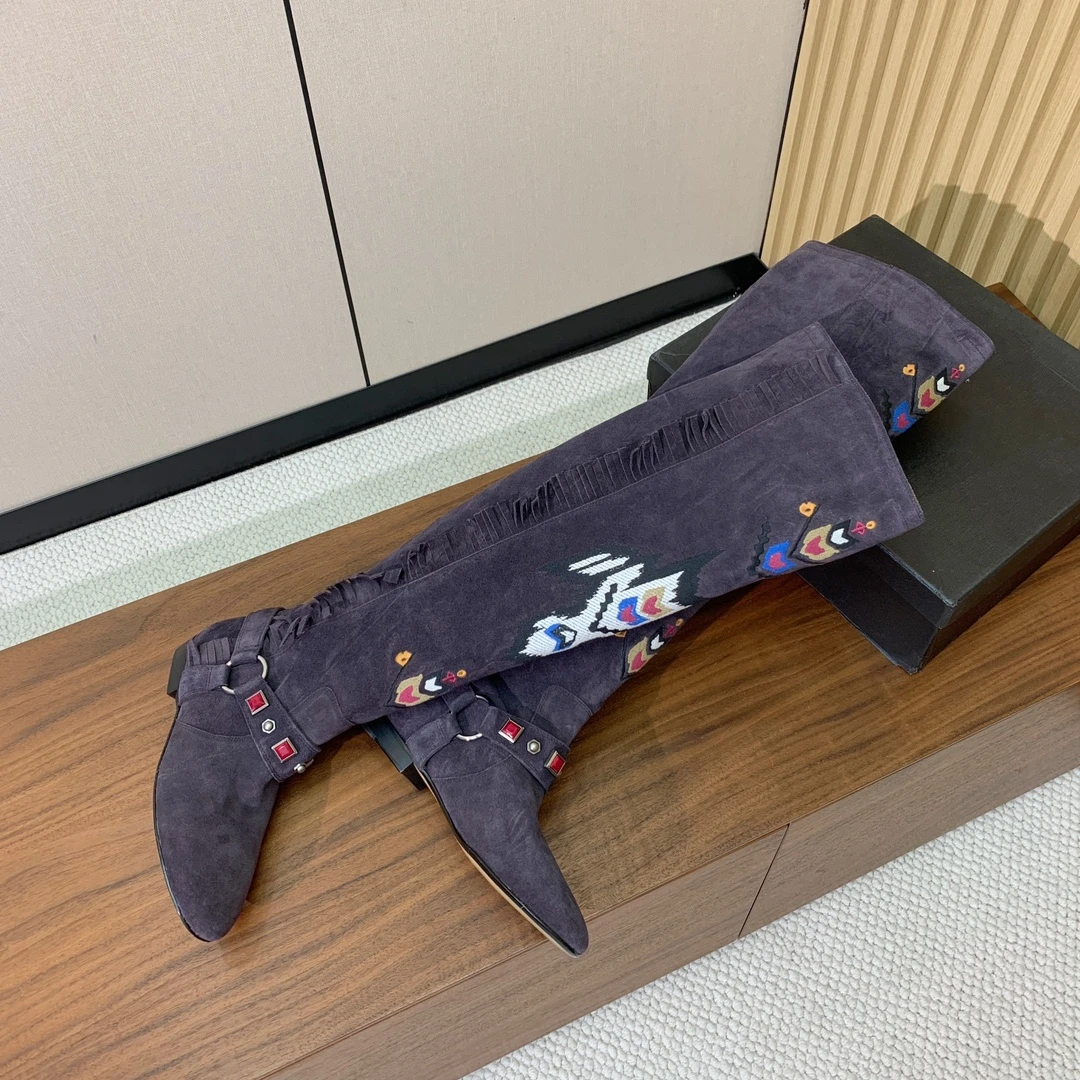 ISABEL MARANT Женские замшевые сапоги с вышивкой