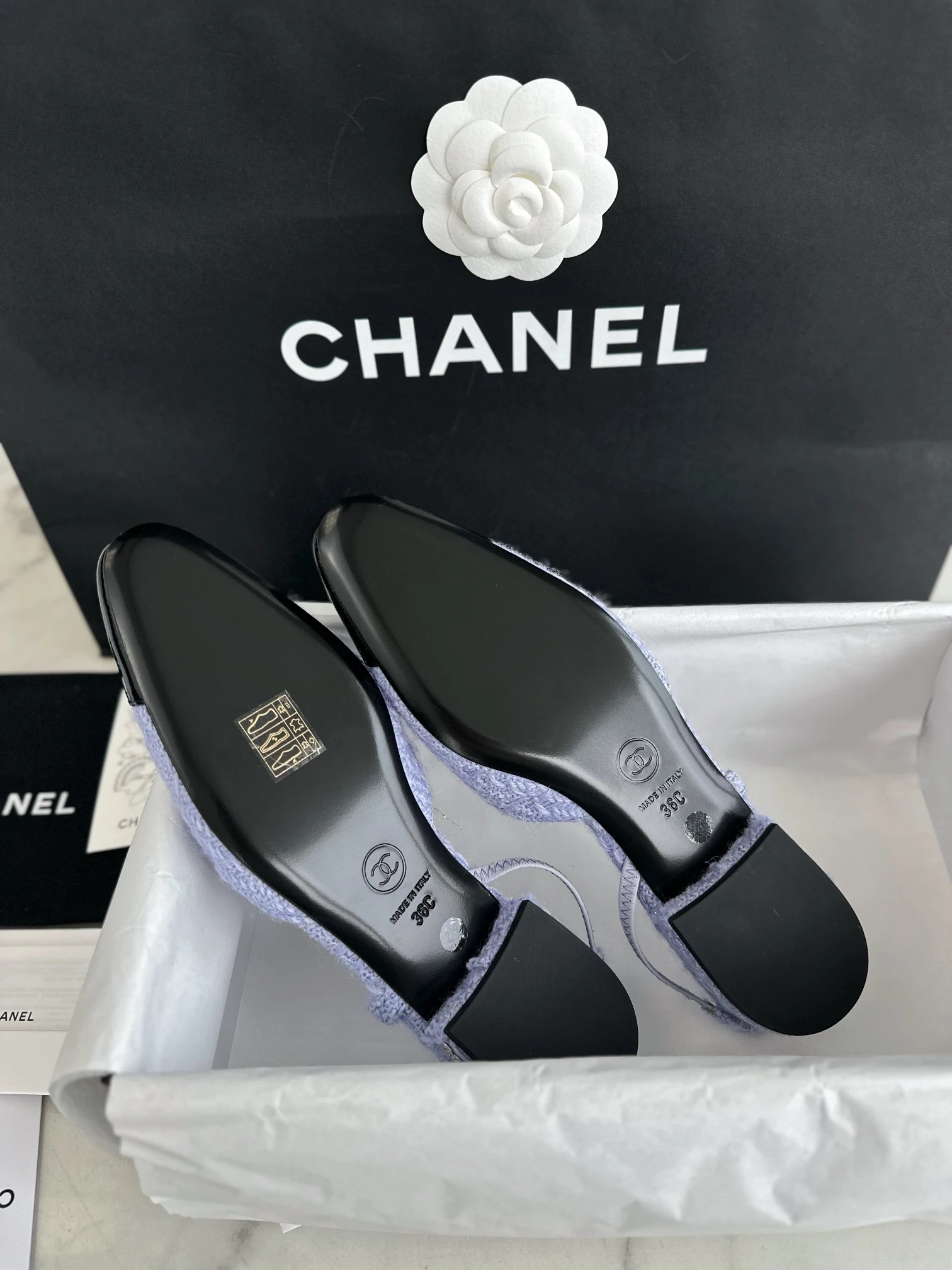 CHANEL Женские туфли слингбэки из твида