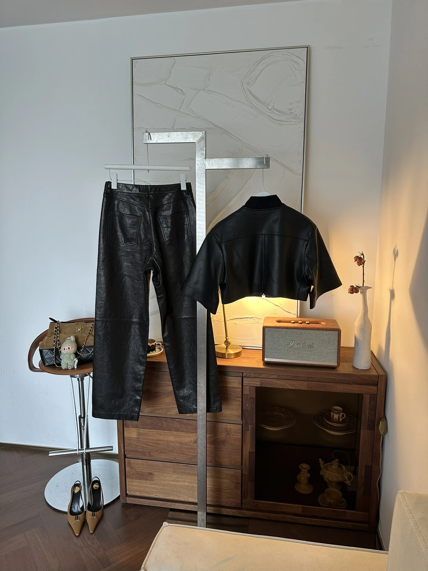 HERMES Женский кожаный костюм