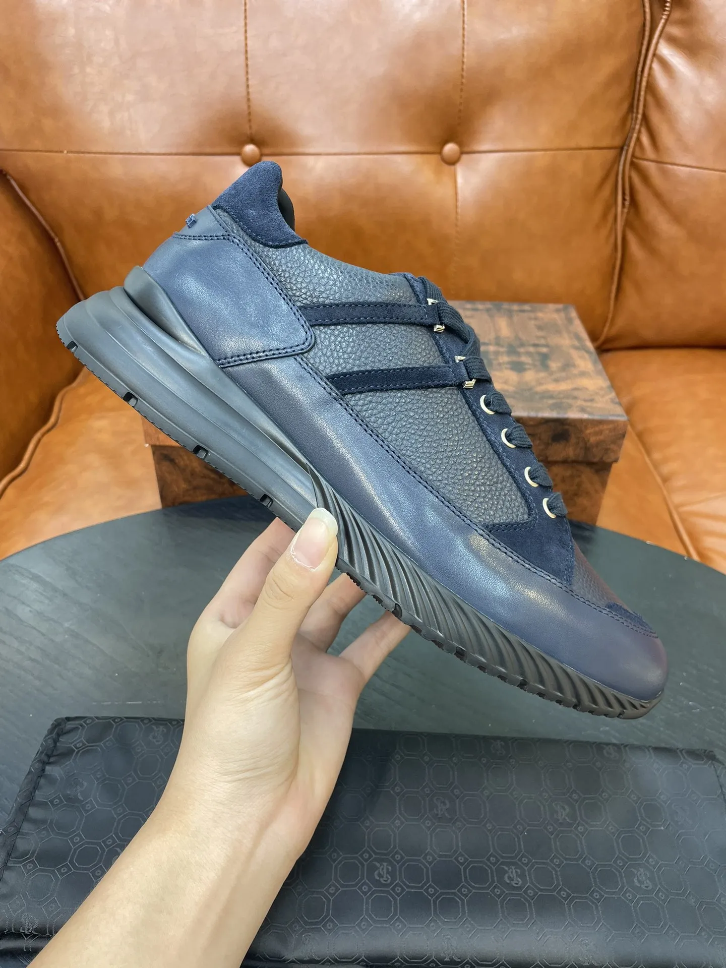 STEFANO RICCI Мужские кроссовки из телячьей кожи серые