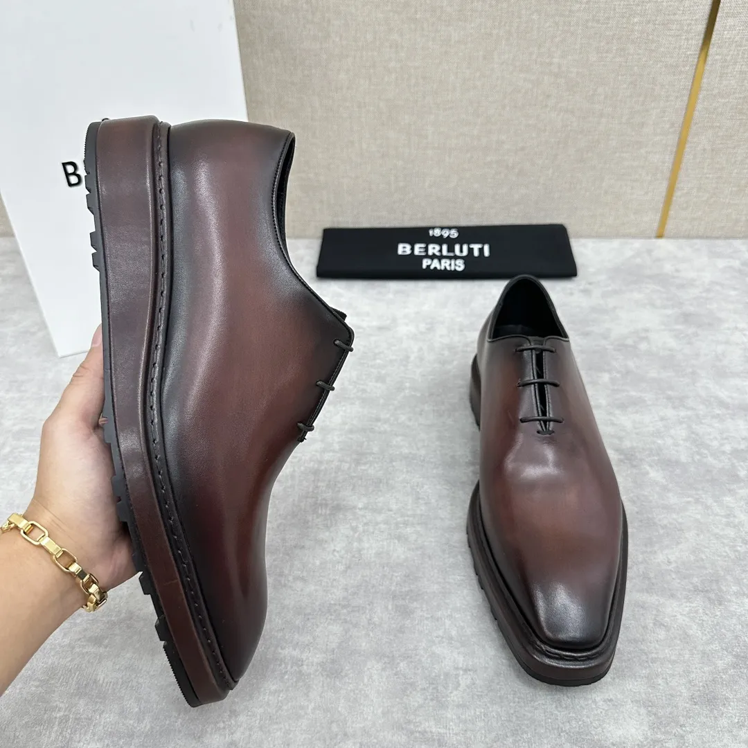 BERLUTI Мужские кожаные туфли оксфорды BERLUTI Мужские кожаные туфли оксфорды