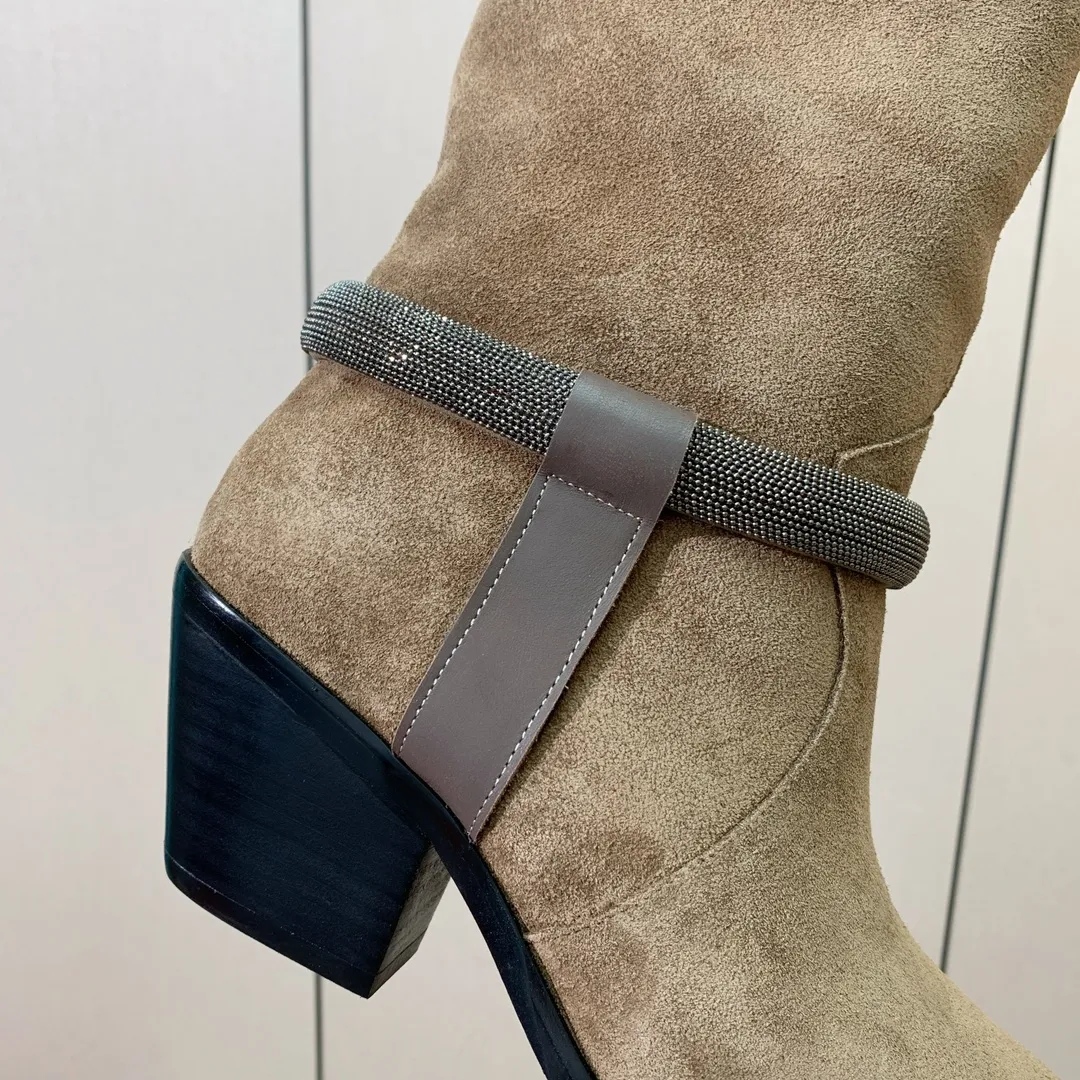 BRUNELLO CUCINELLI Женские замшевые сапоги