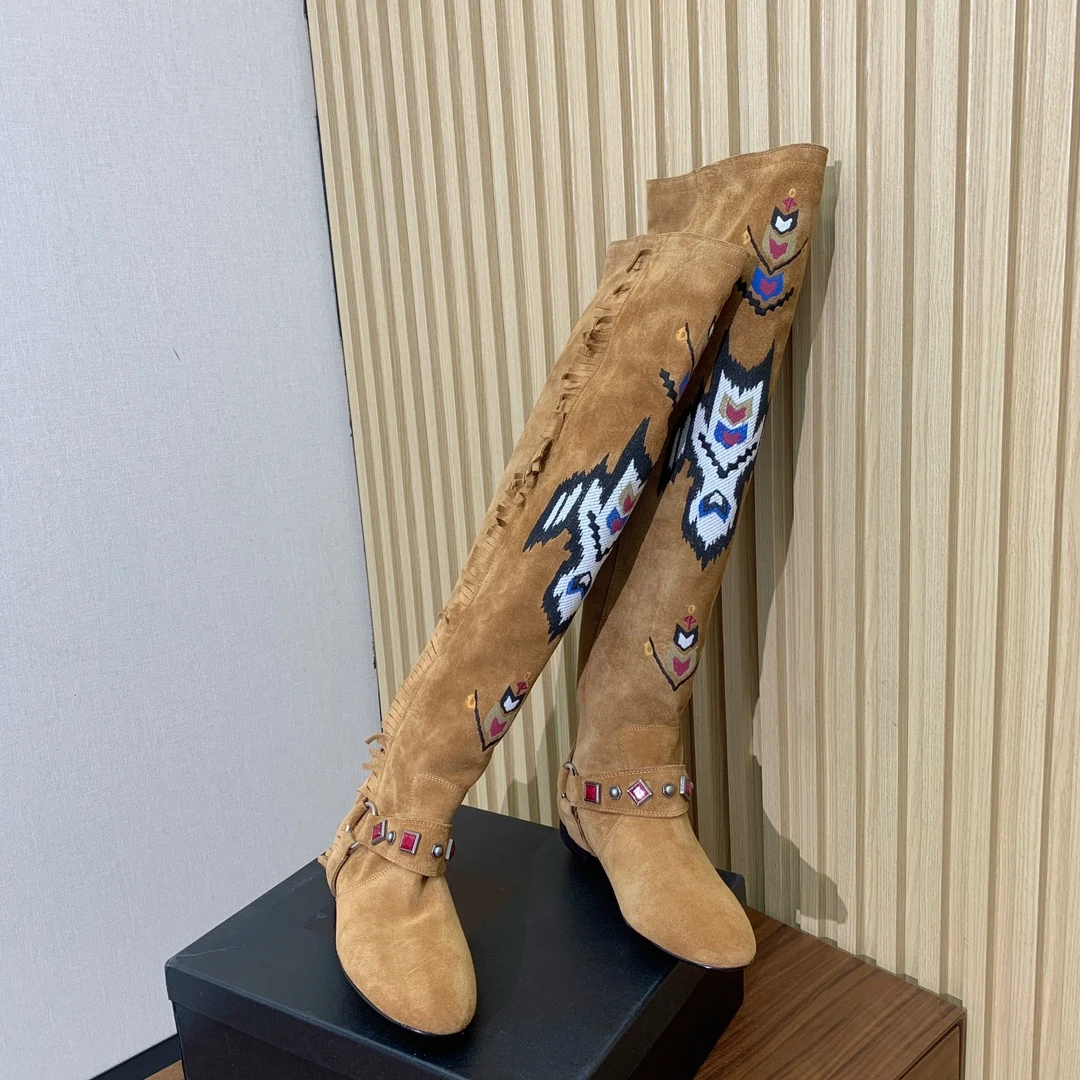 ISABEL MARANT Женские замшевые сапоги с вышивкой