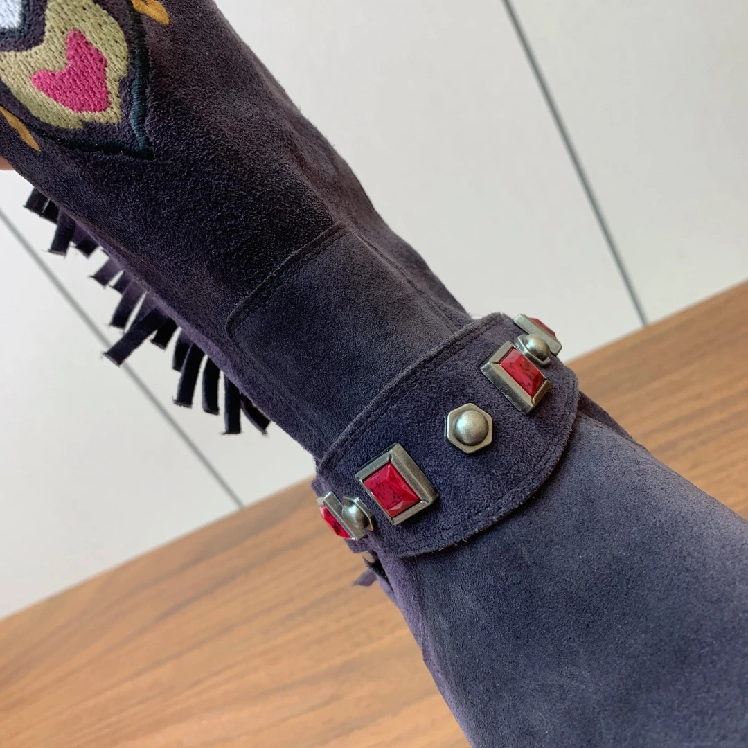 ISABEL MARANT Женские замшевые сапоги с вышивкой