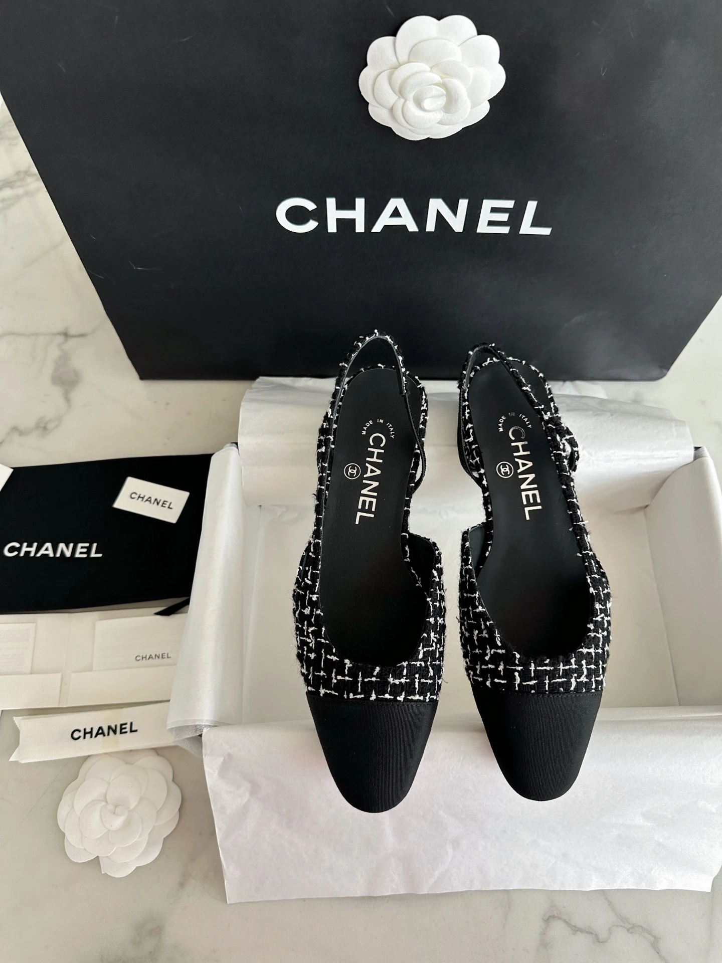 CHANEL Женские туфли слингбэки из твида
