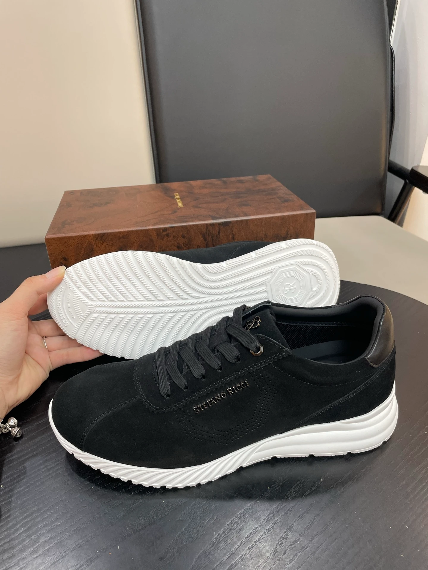 STEFANO RICCI Мужские кроссовки из бархатистой замши