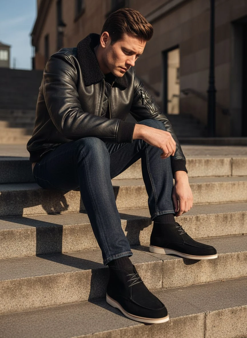 HERMES Мужские замшевые ботинки 