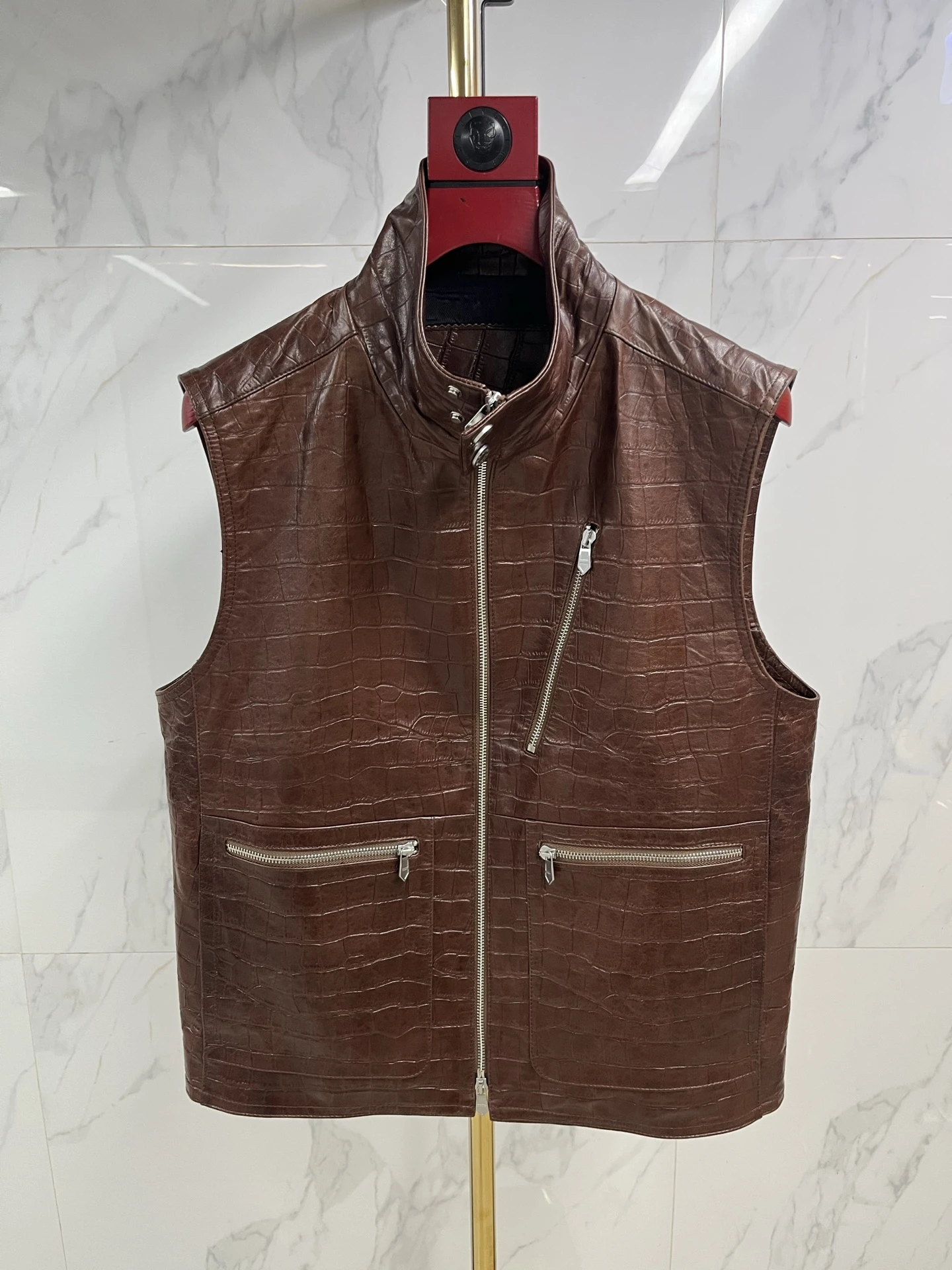 HERMES Мужской кожаный жилет  HERMES Мужской кожаный жилет