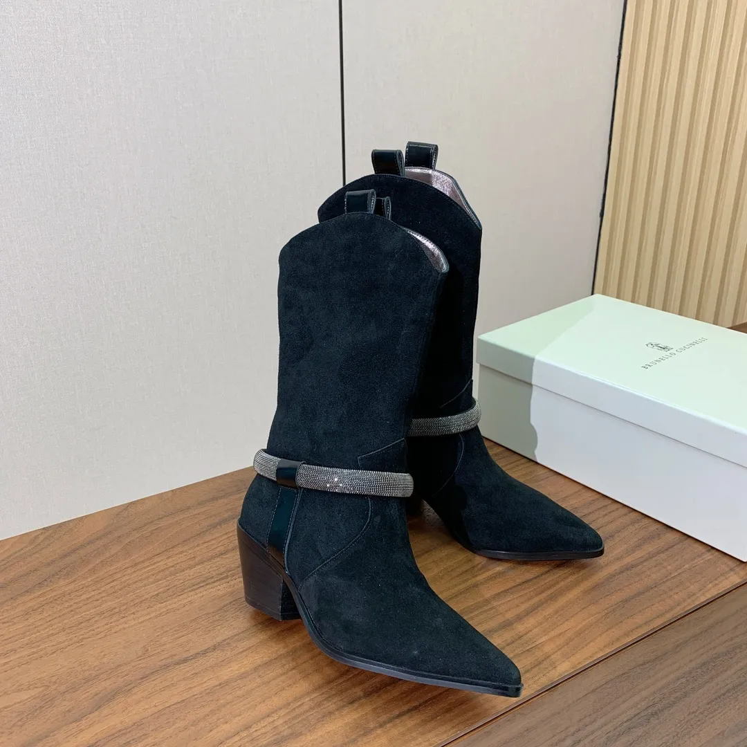 BRUNELLO CUCINELLI Женские замшевые сапоги BRUNELLO CUCINELLI Женские замшевые сапоги