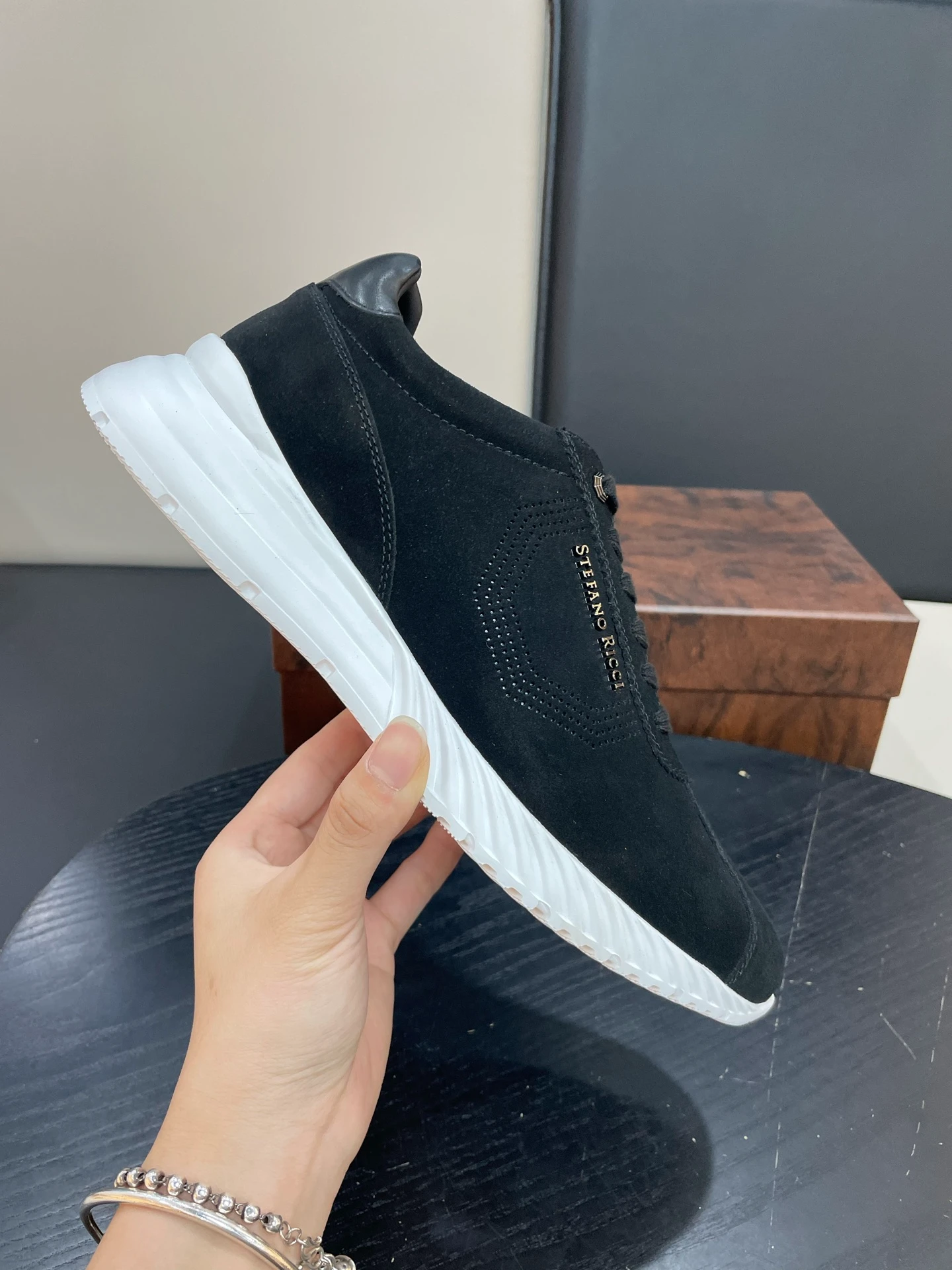 STEFANO RICCI Мужские кроссовки из бархатистой замши