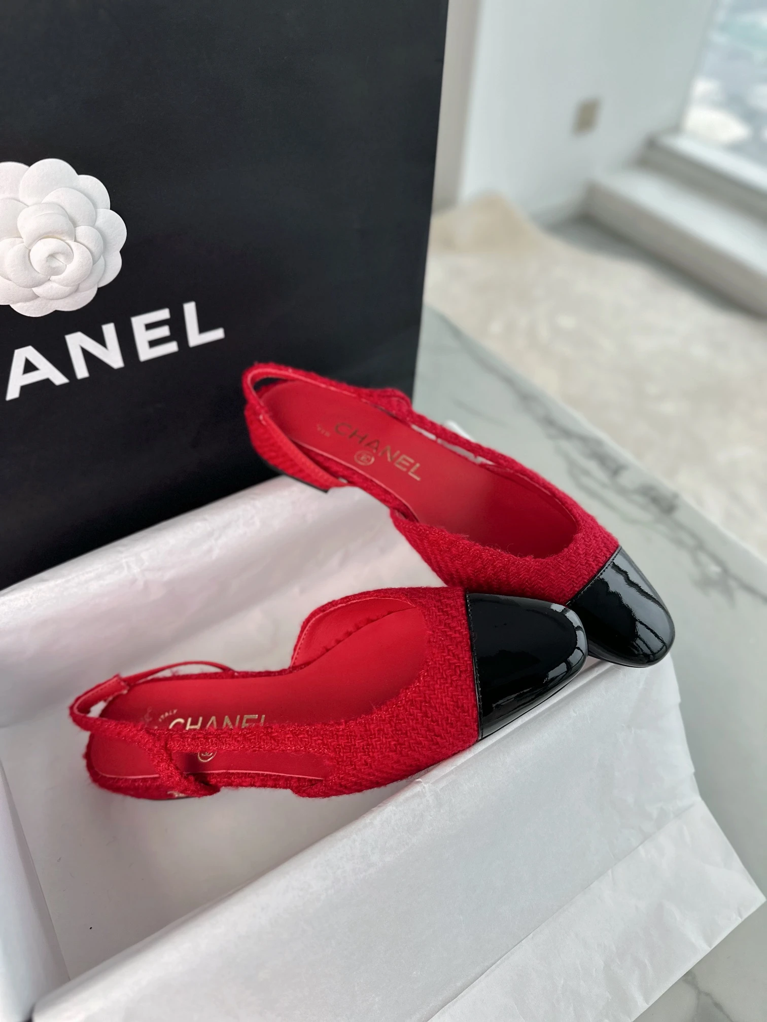 CHANEL Женские туфли слингбэки из твида